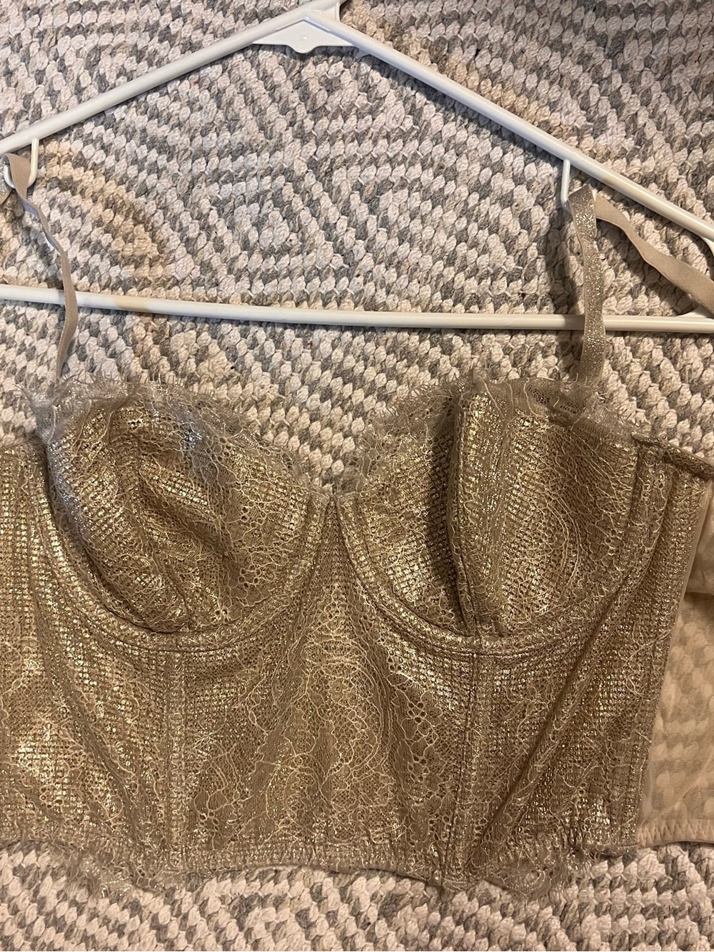 Victoria's Secret Champagne Lace Bustier Top